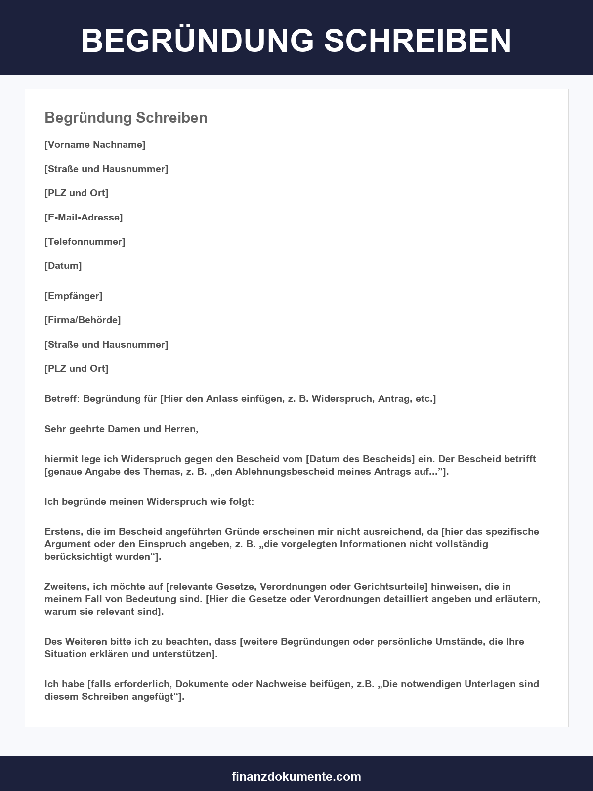 Begründung Schreiben Muster