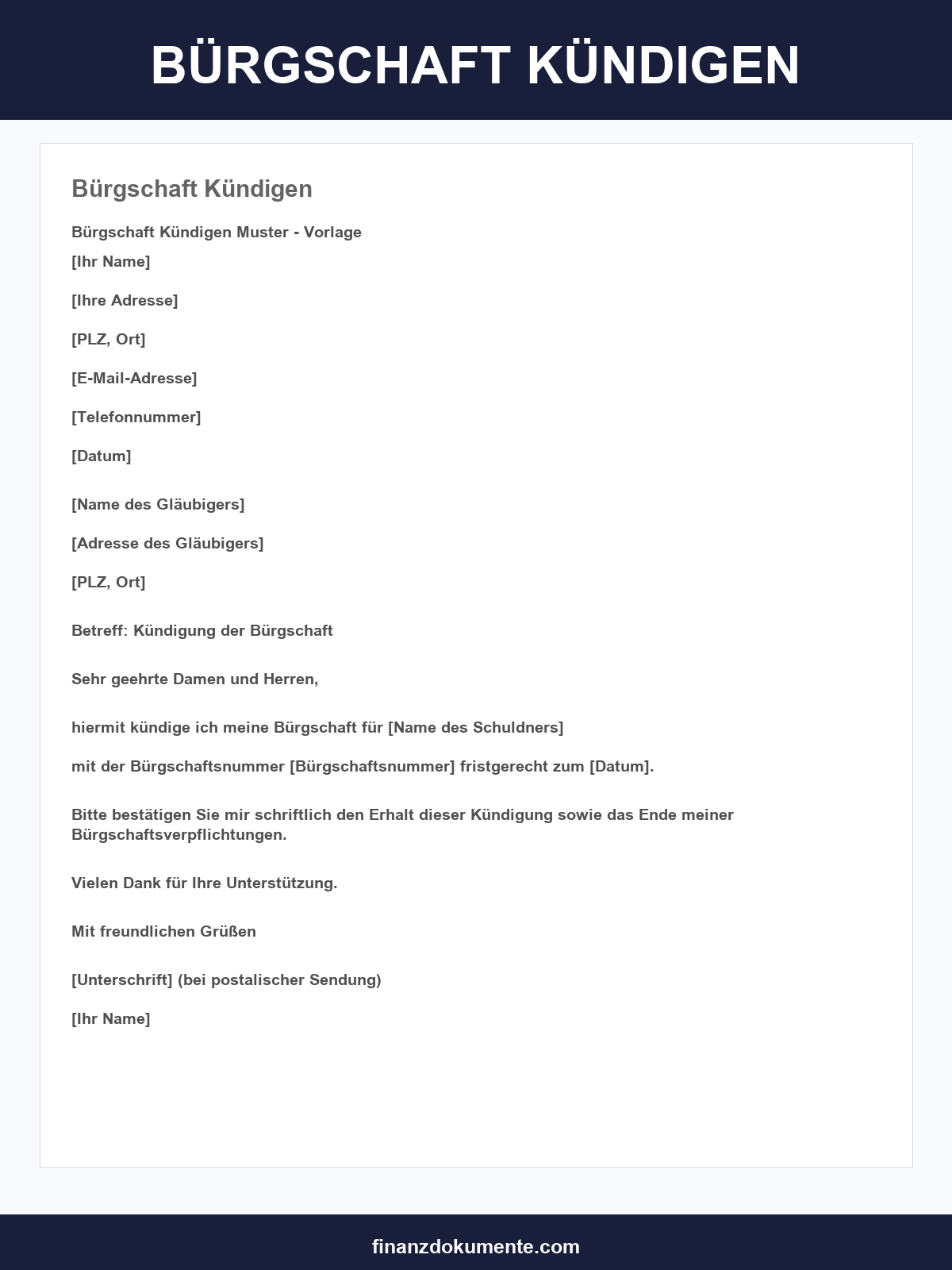 Bürgschaft Kündigen Muster