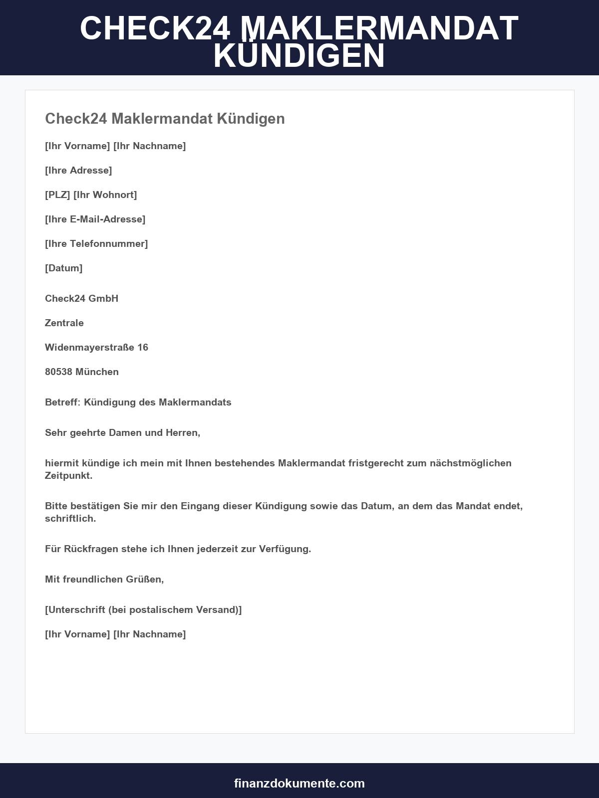 Check24 Maklermandat Kündigen