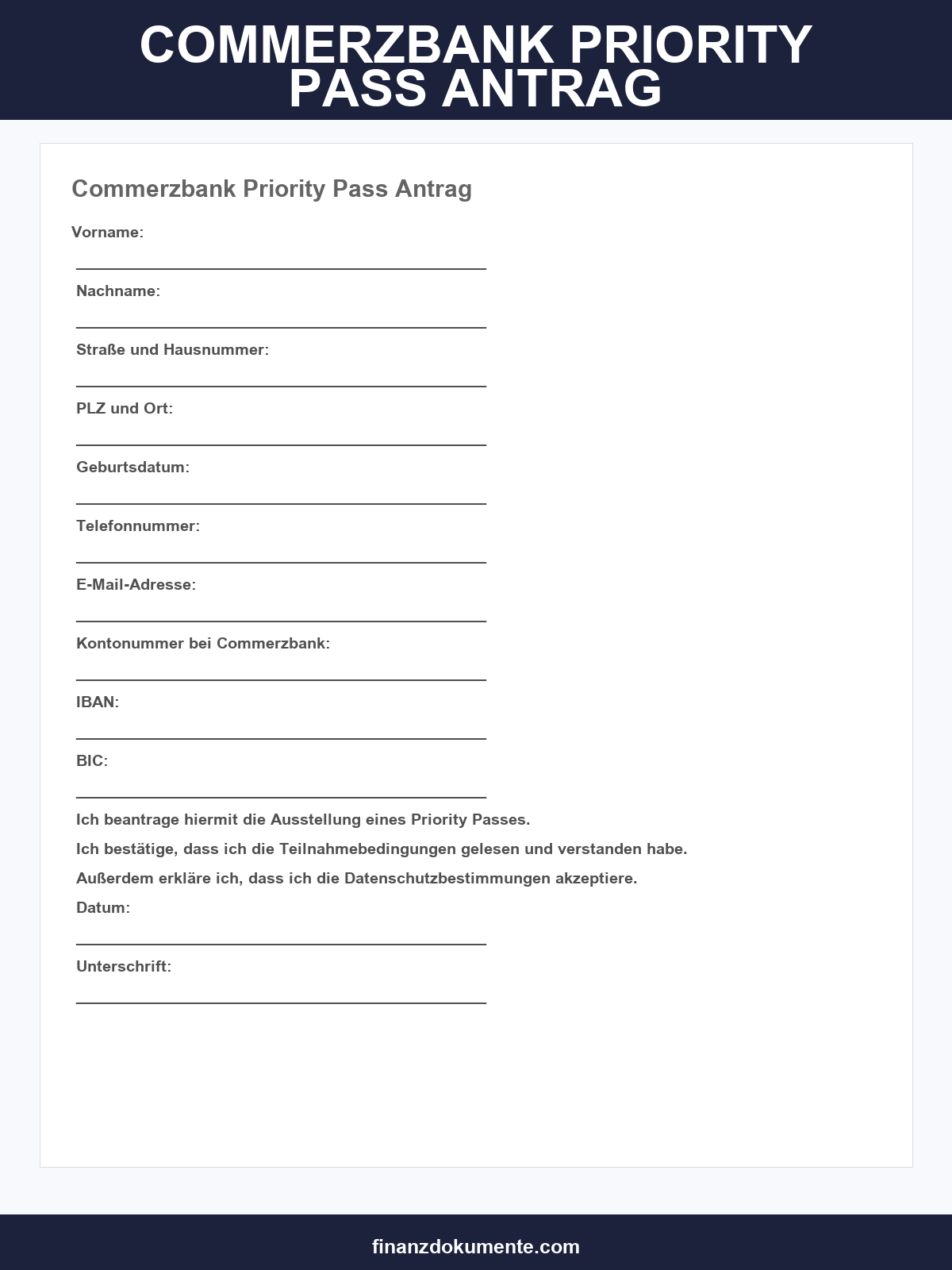 Commerzbank Priority Pass Antrag