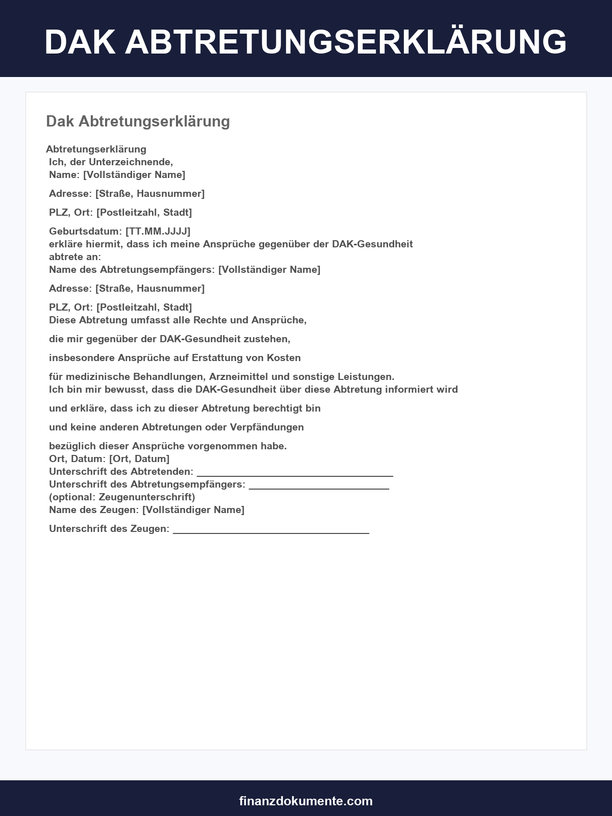 Dak Abtretungserklärung