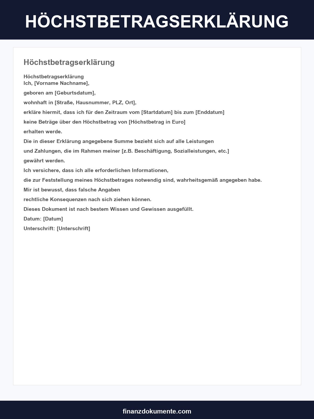 Höchstbetragserklärung