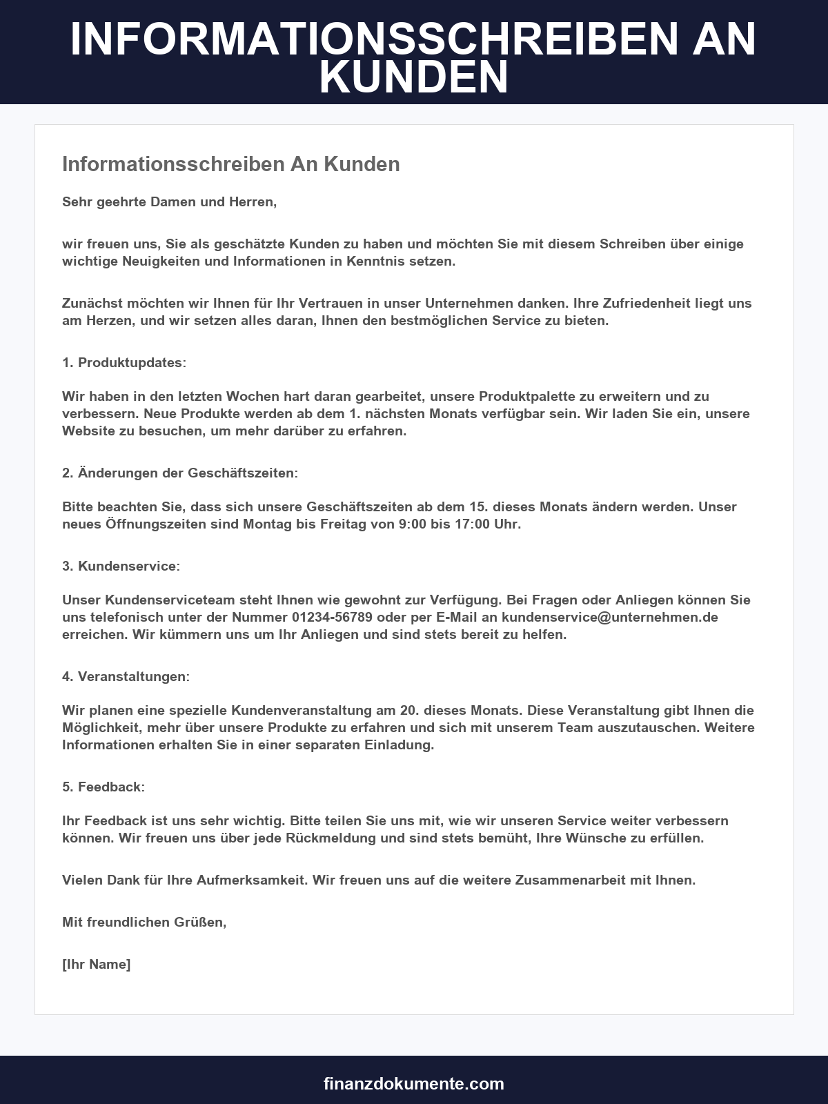 Informationsschreiben An Kunden Muster