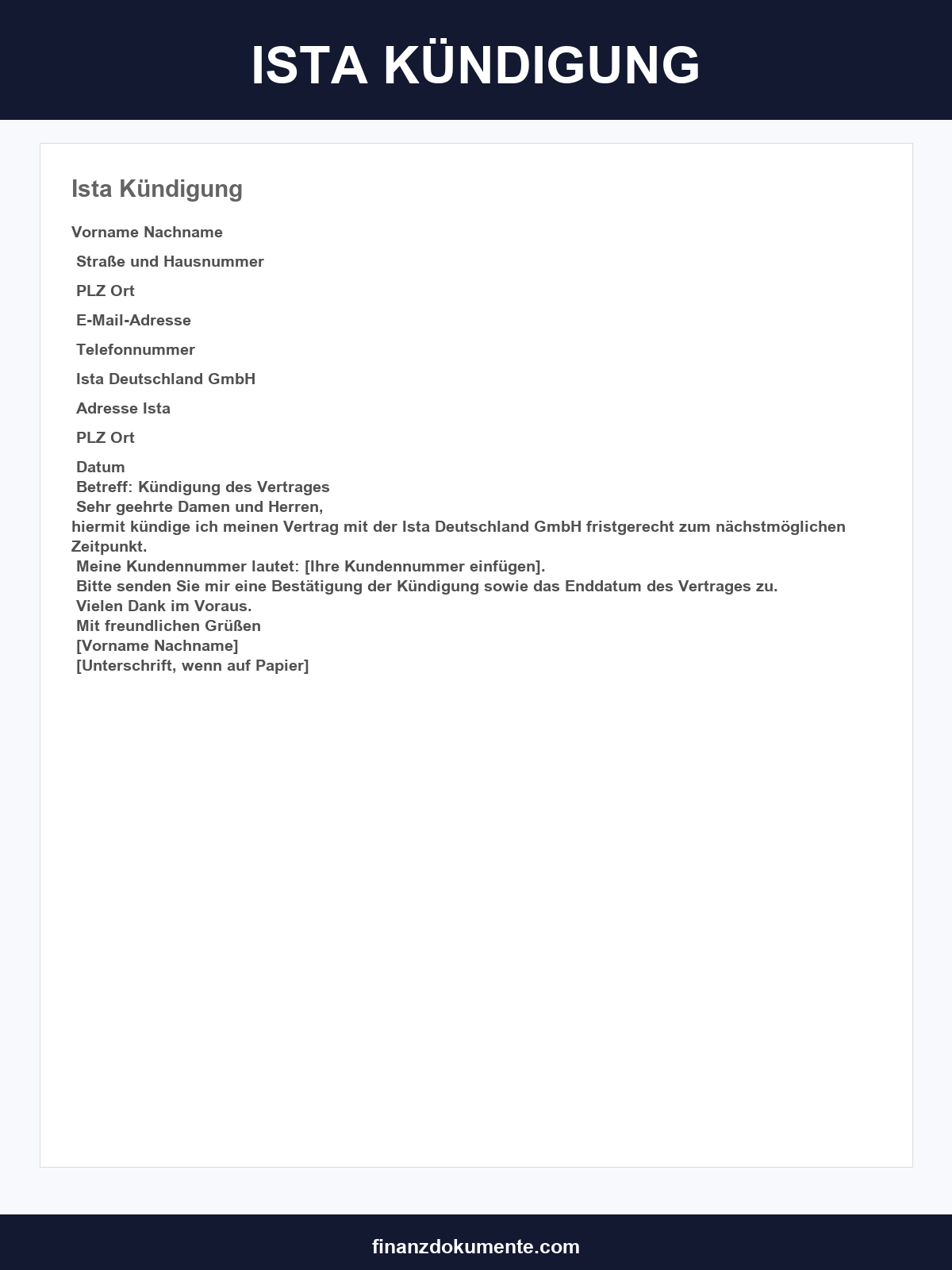 Ista Kündigung Muster
