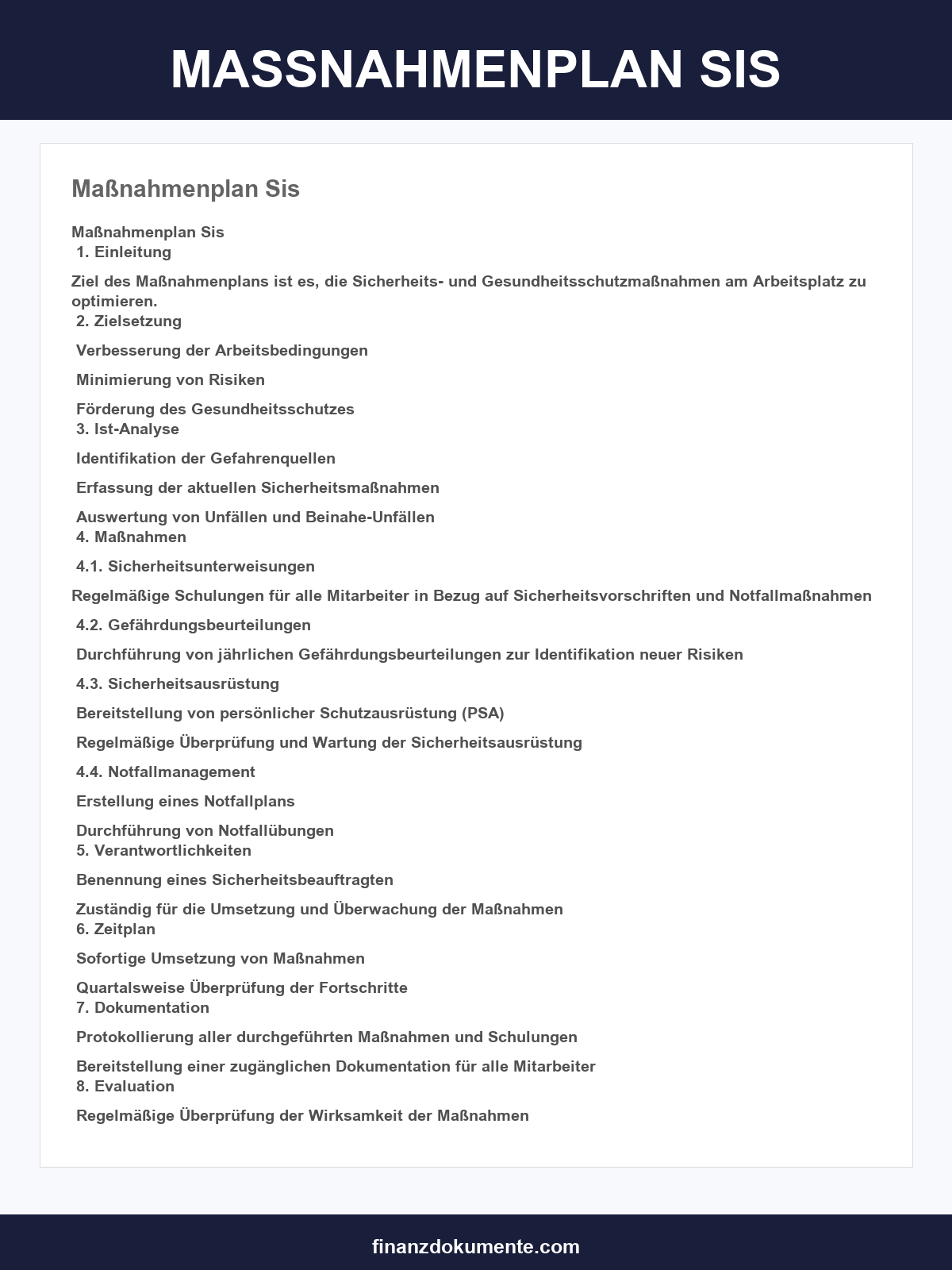 Maschinen Wartungsplan Vorlage