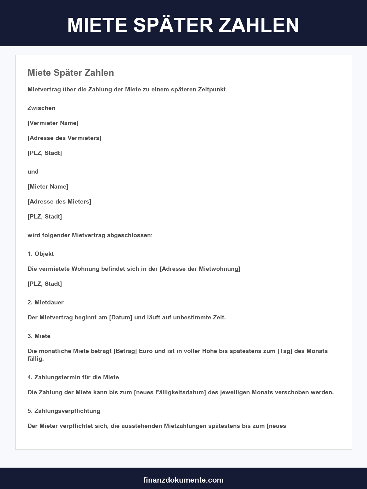 Miete Später Zahlen Musterbrief