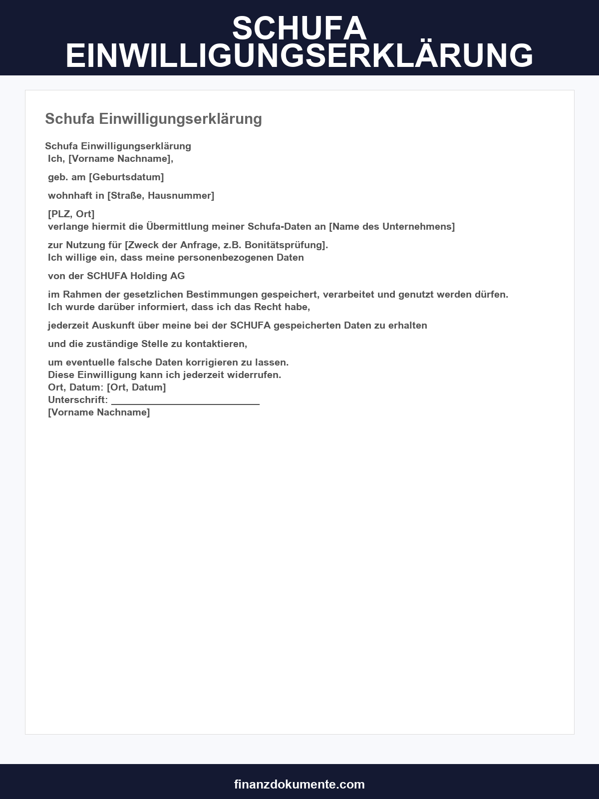 Schufa Einwilligungserklärung