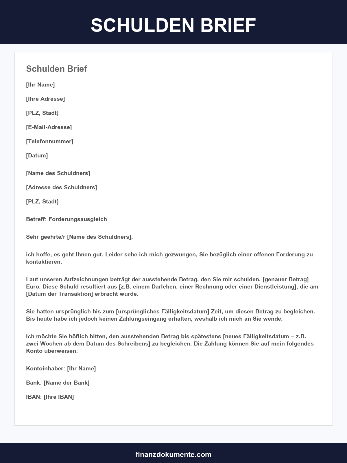 Schulden Brief Muster