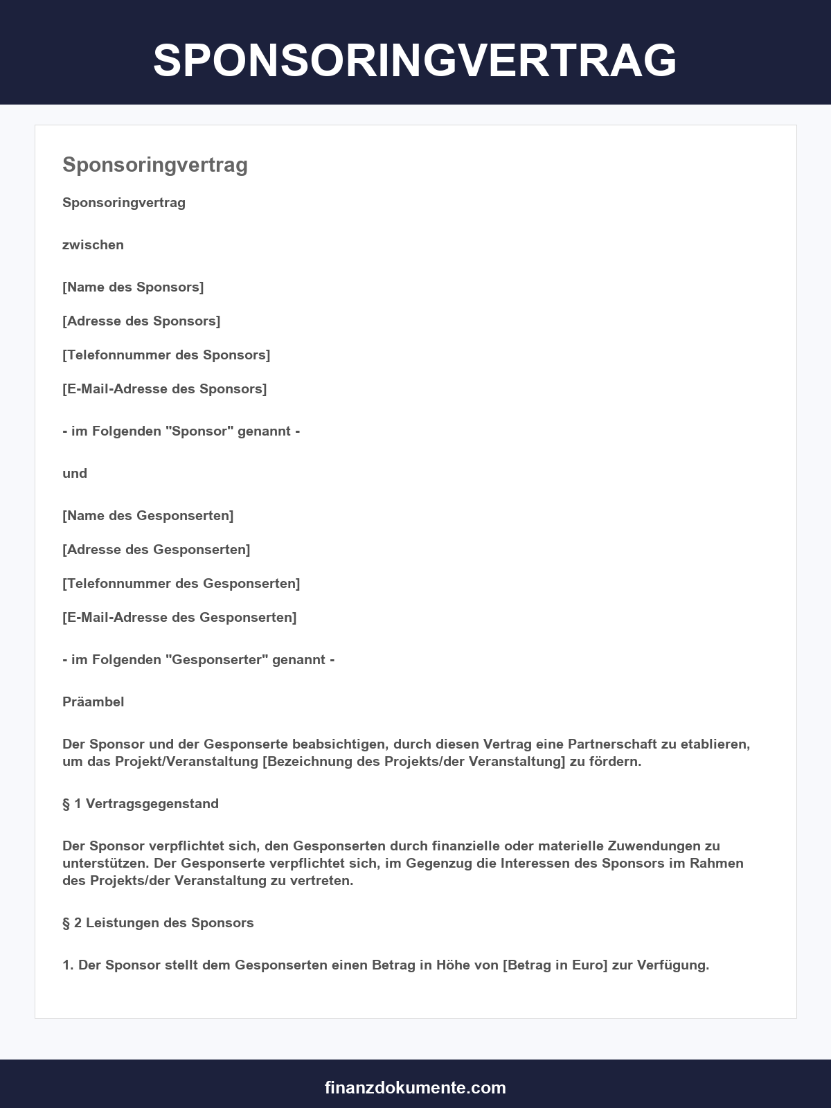 Sponsoringvertrag Muster