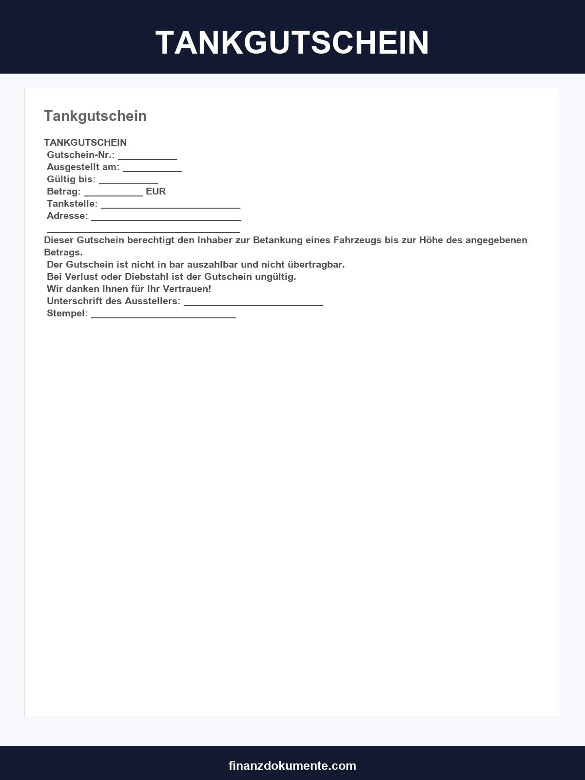 Tankgutschein Vorlage