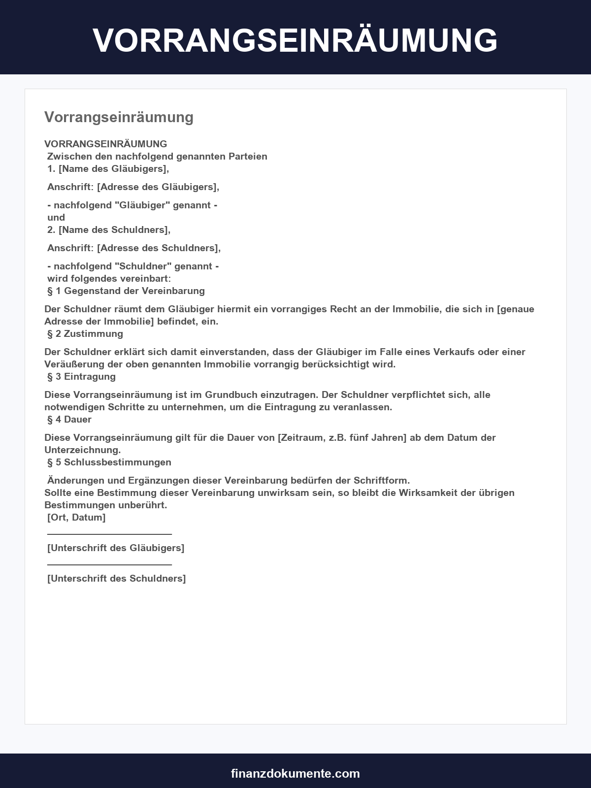 Vorrangseinräumung Muster